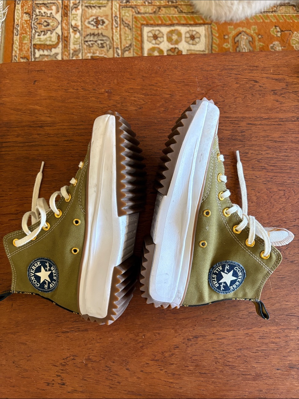 Converse Olive Green High Top Sneakers with White Star Patch Chuck Taylor - Picture 6 of 11
